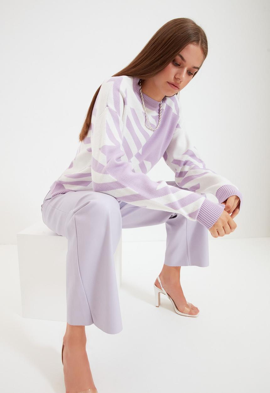 Trendyol - Sleeve detailed knitwear sweater - lilac