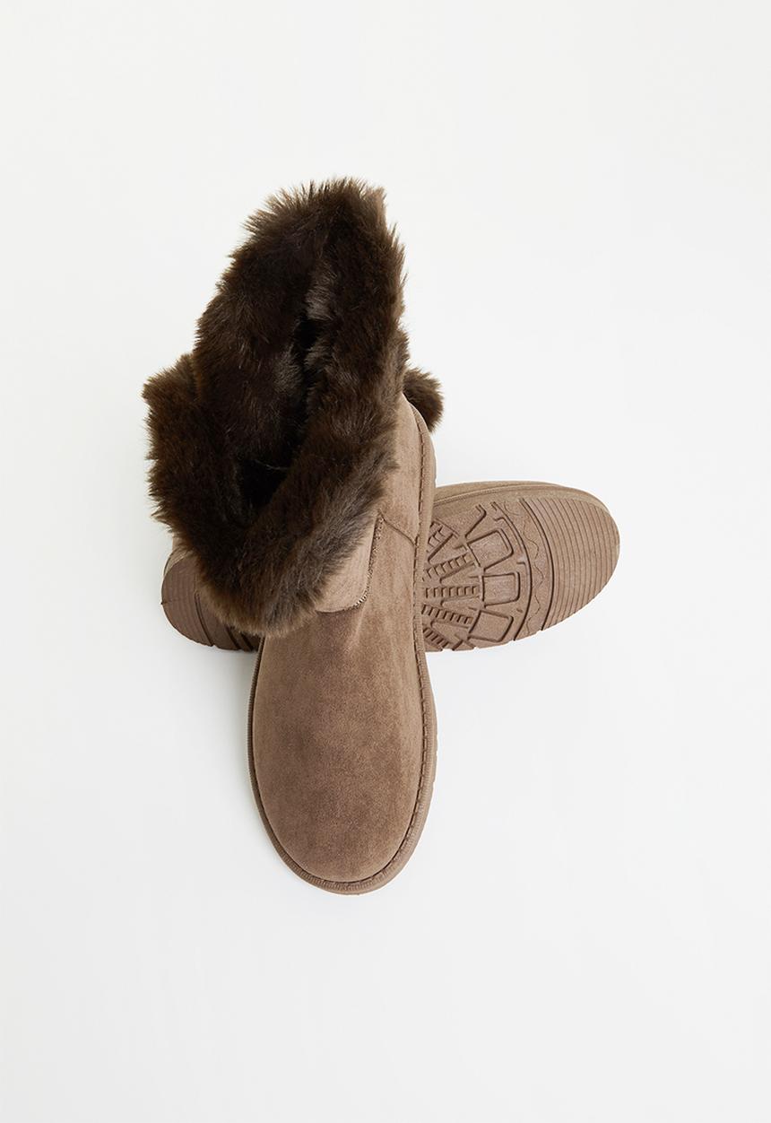 Jada - Faux shearling ankle boot - brown
