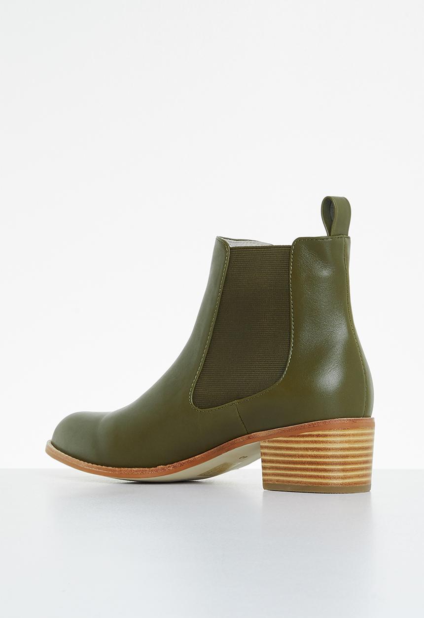 Julz - Leah leather chelsea boot - olive