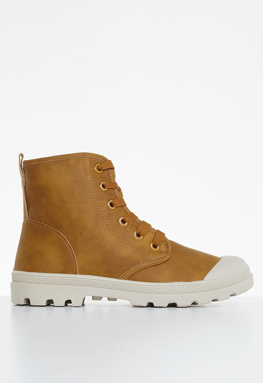 Tom Tom - Chunky lace-up ankle boot - tan