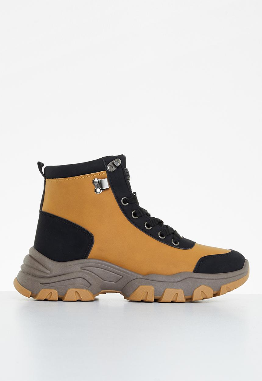 Tom Tom - Chunky lace-up hiking boot - black & tan