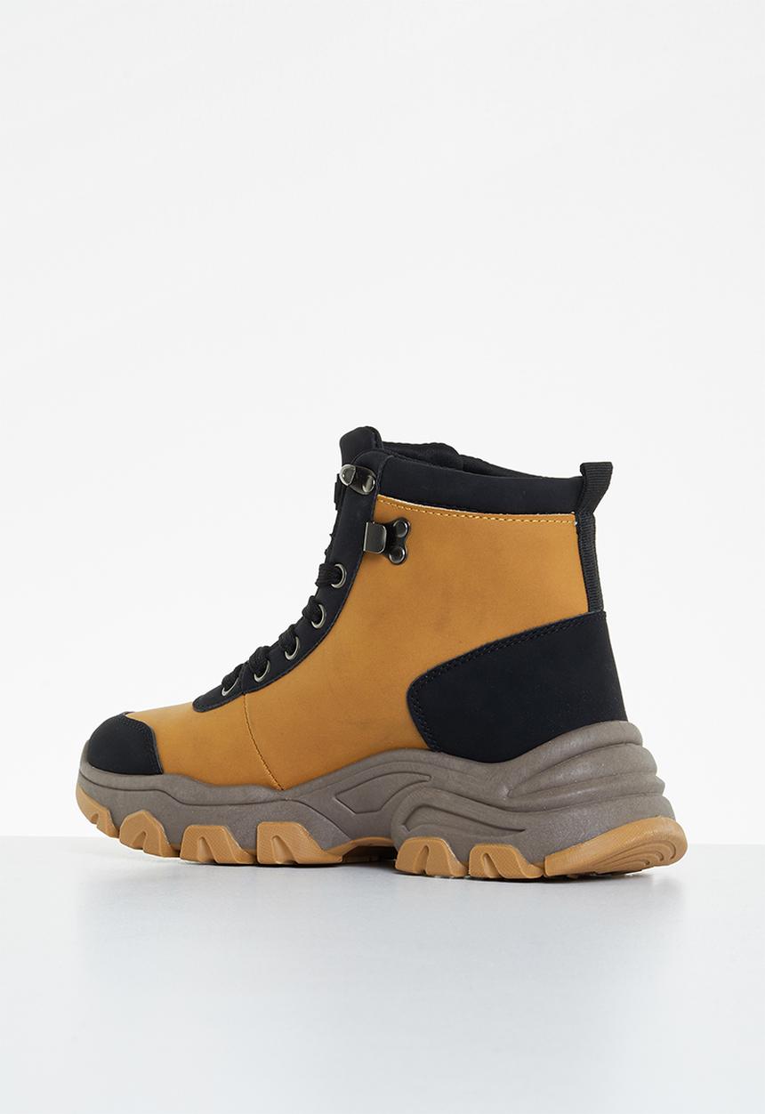 Tom Tom - Chunky lace-up hiking boot - black & tan