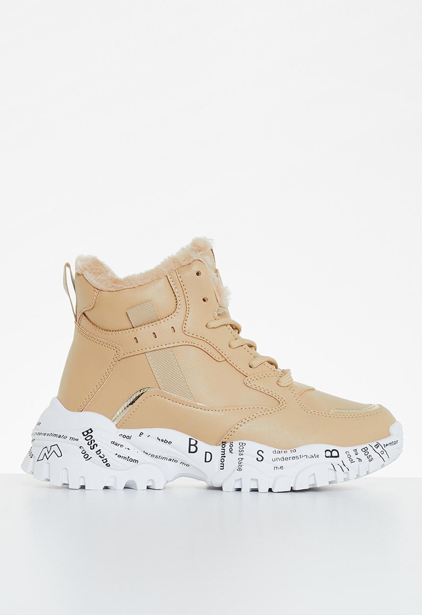Tom Tom - Chunky printed sole hiking boot - beige