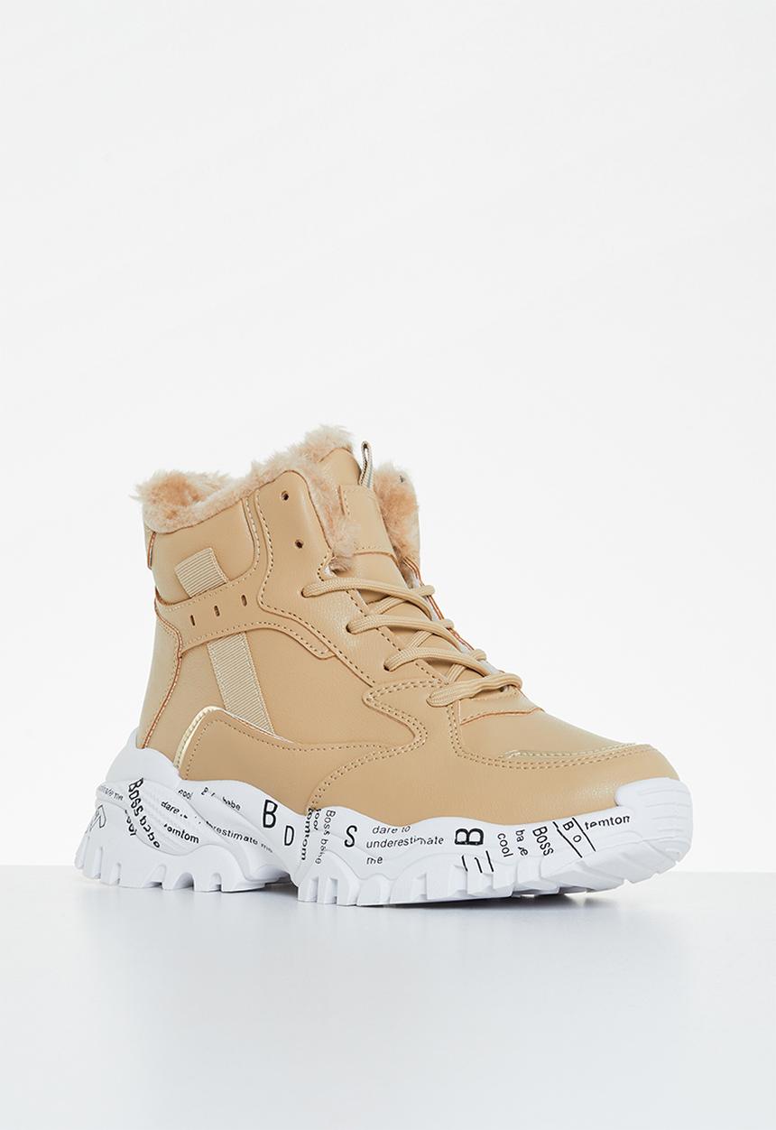 Tom Tom - Chunky printed sole hiking boot - beige