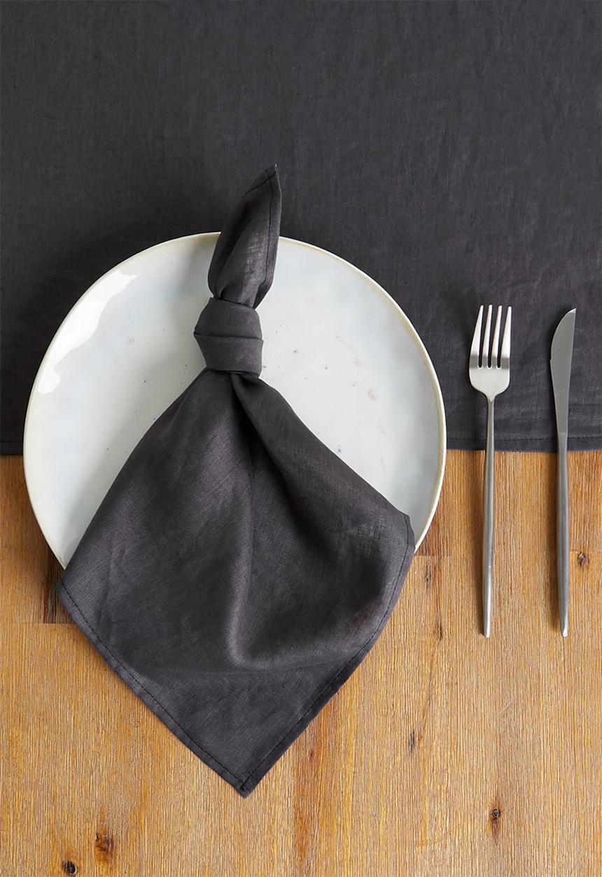 Sixth Floor - Suri linen napkin set of 4 - charcoal
