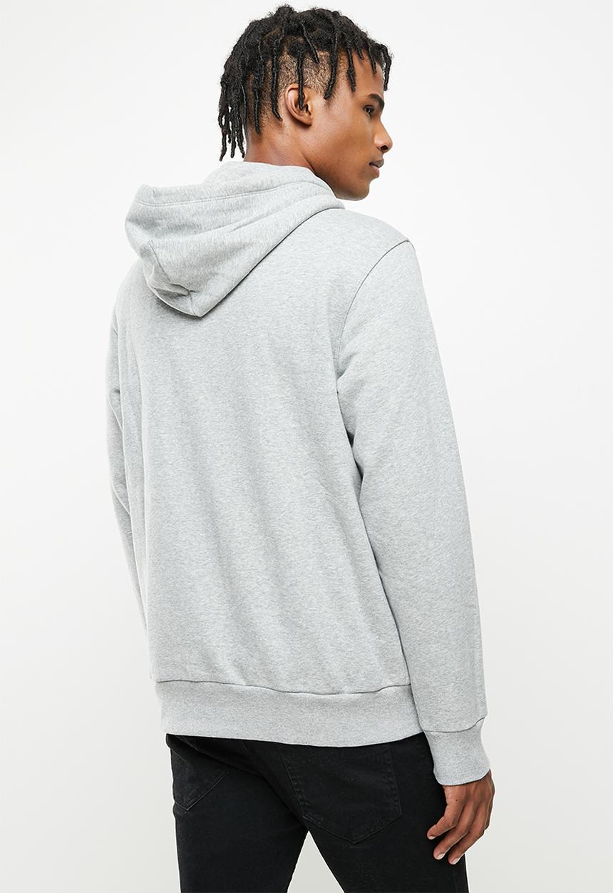 Converse - Embroidered star chevron full zip fleece hoodie - grey melange