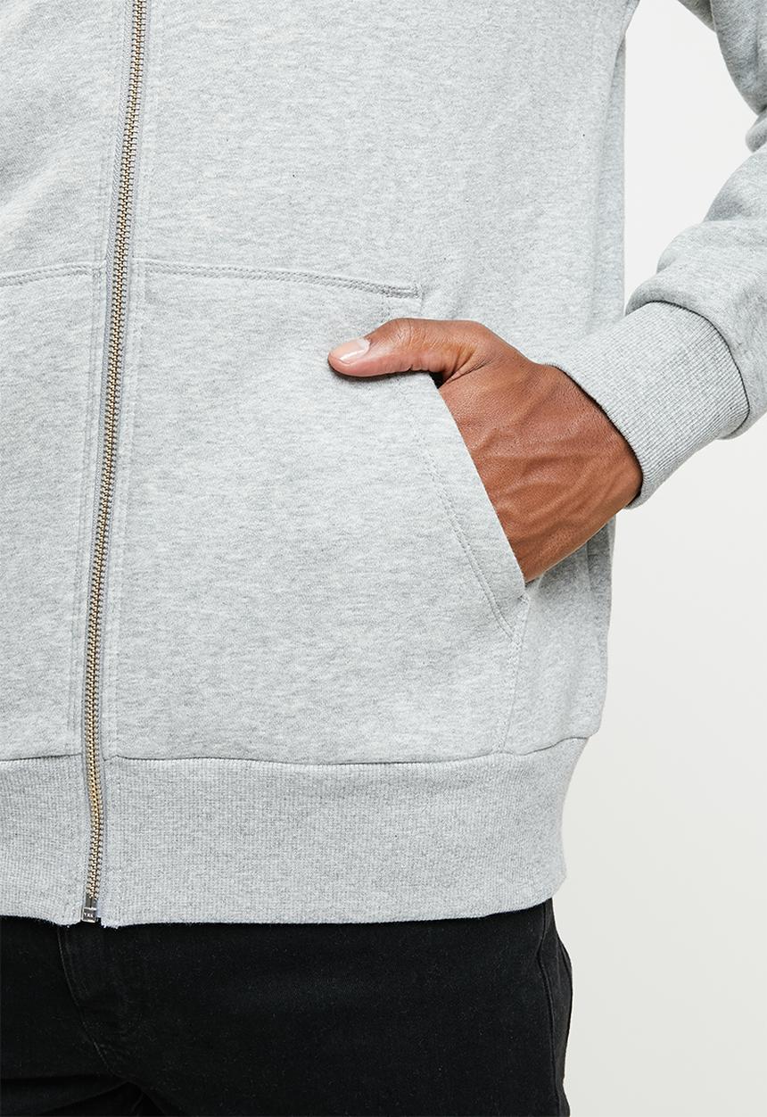 Converse - Embroidered star chevron full zip fleece hoodie - grey melange