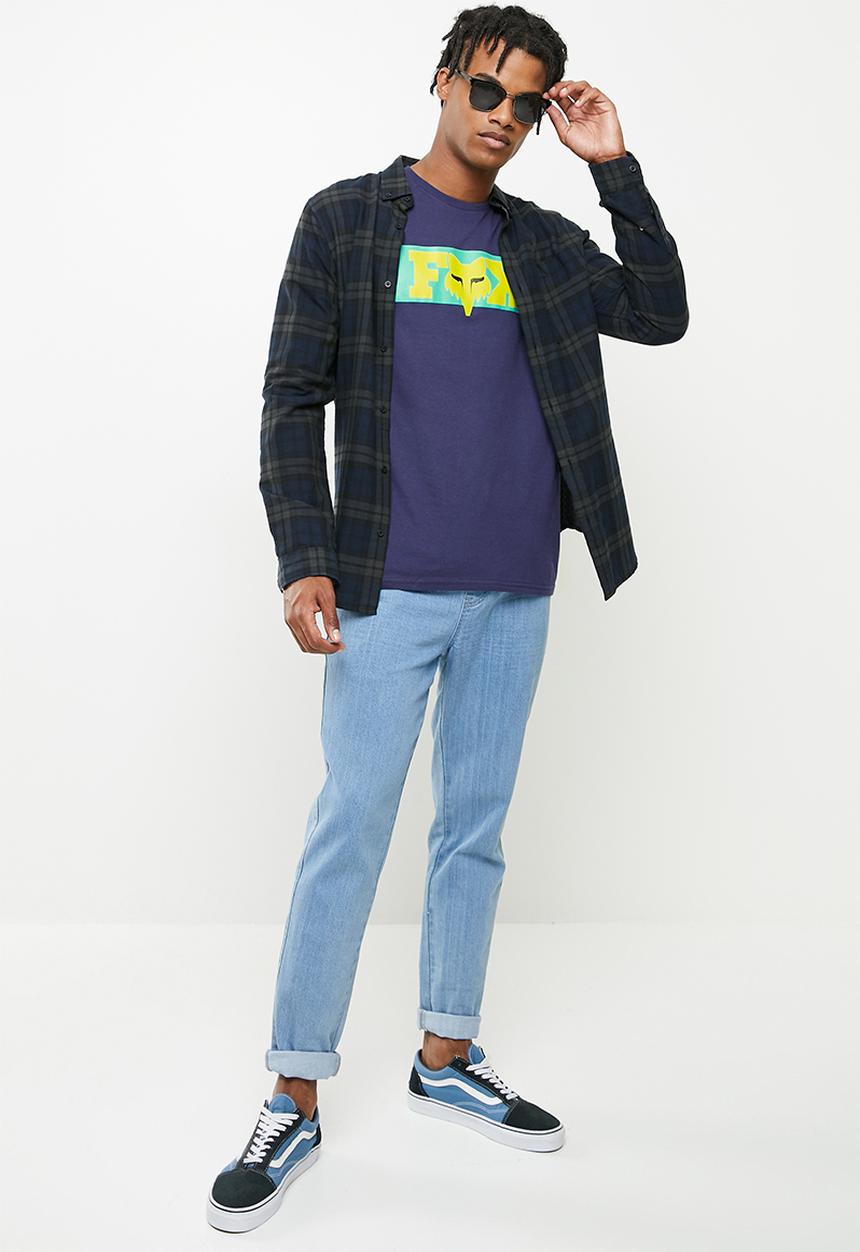 Fox - fox bar X  long sleeve tee- navy