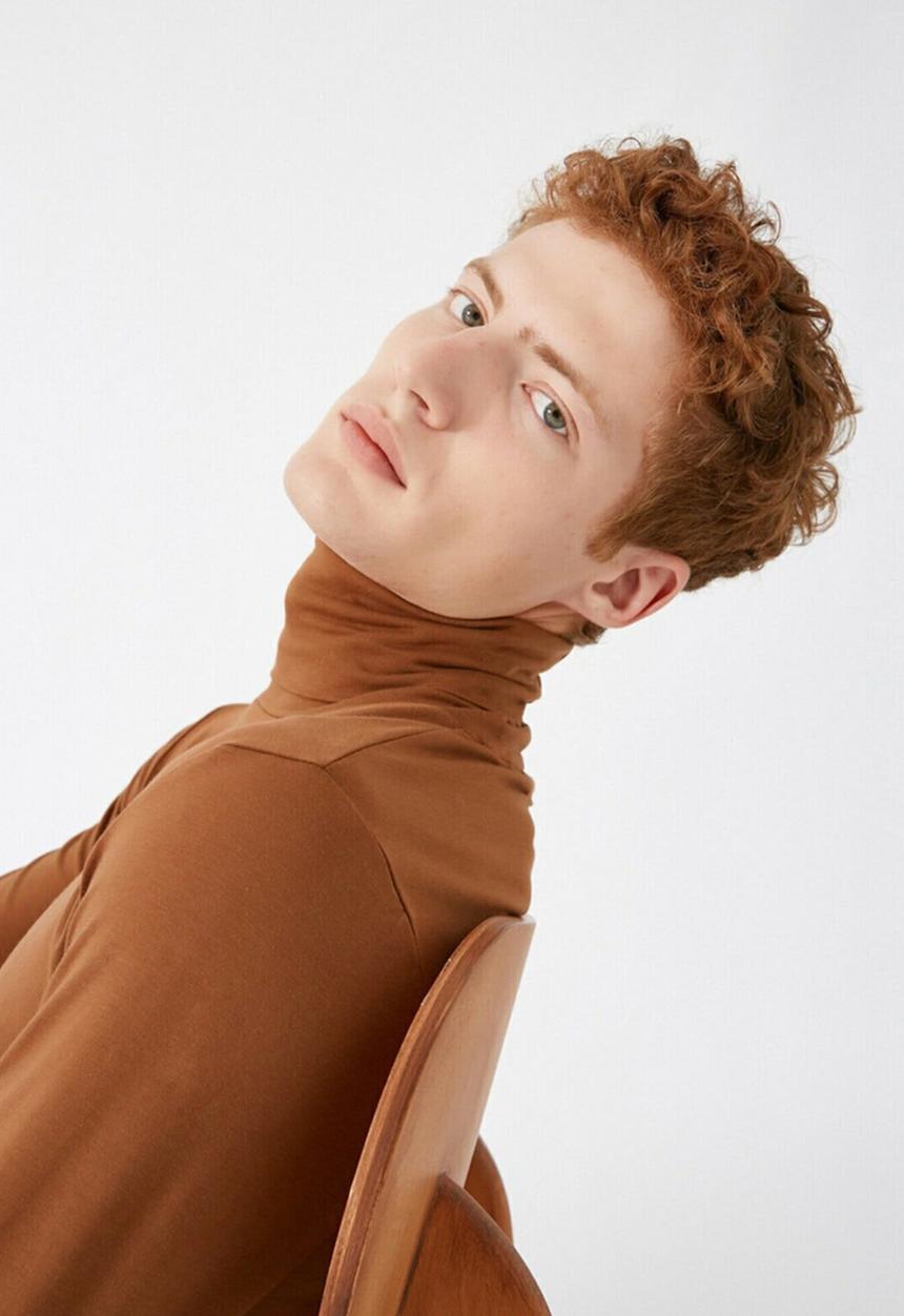 Koton - Kev roll neck long sleeve tee - brown