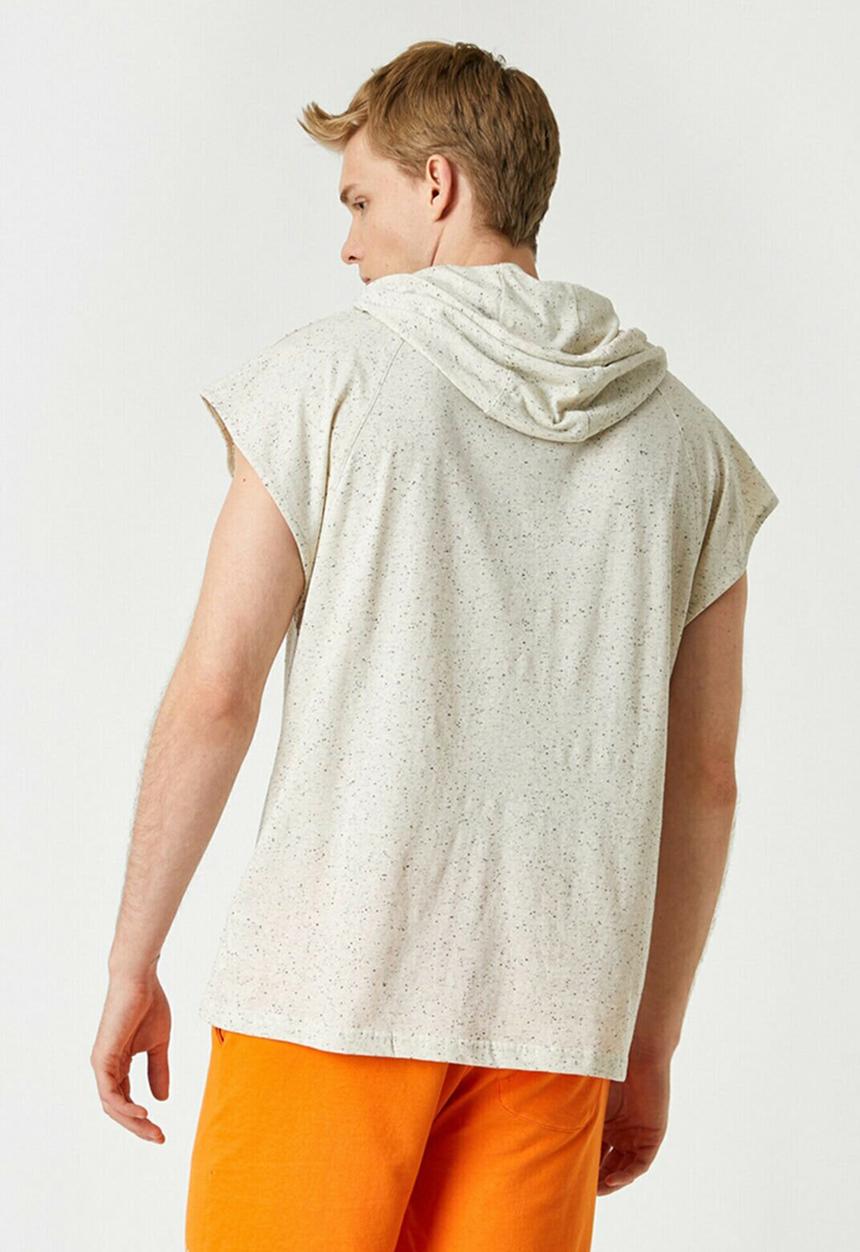 Koton - Printed hooded T-shirt - grey