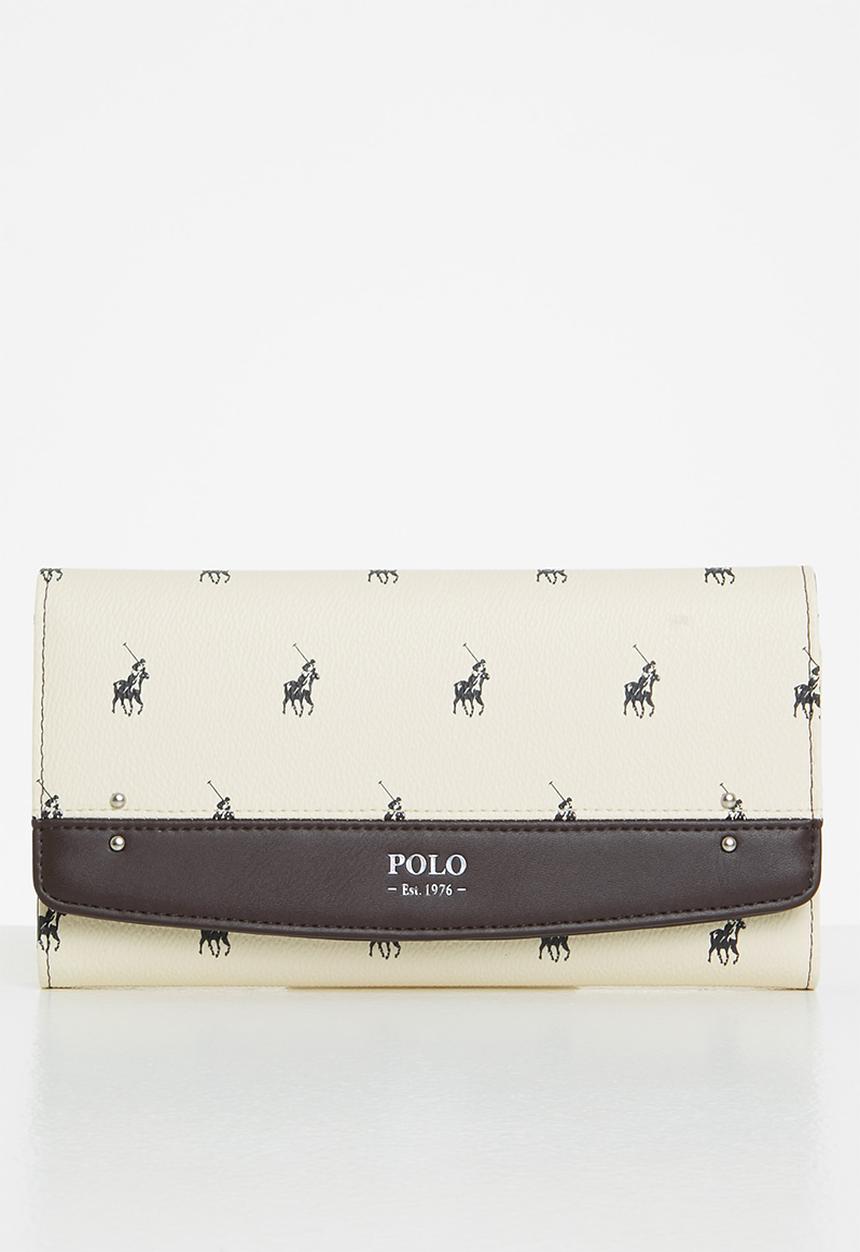 POLO - New classic slim trifold purse - cream