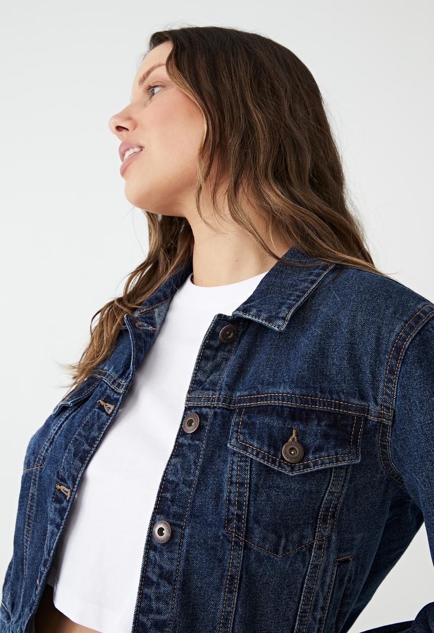 Cotton On - Girlfriend denim jacket - cape blue