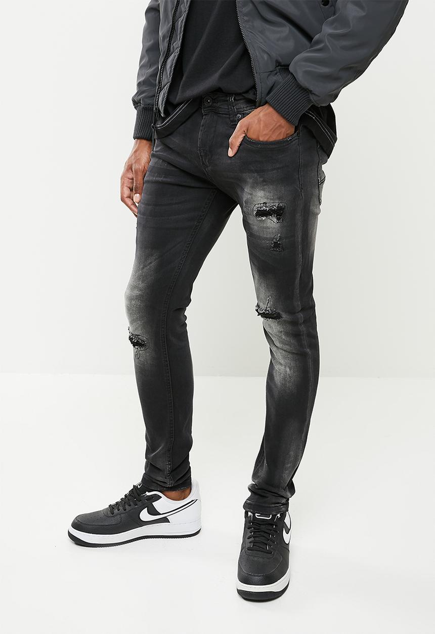 Alpha Industries - Texas skinny rip jeans - black