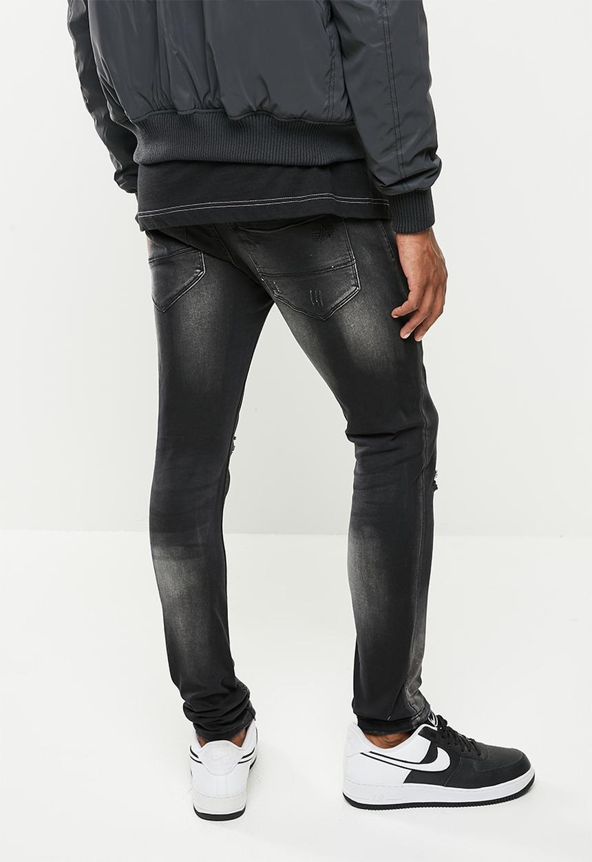 Alpha Industries - Texas skinny rip jeans - black