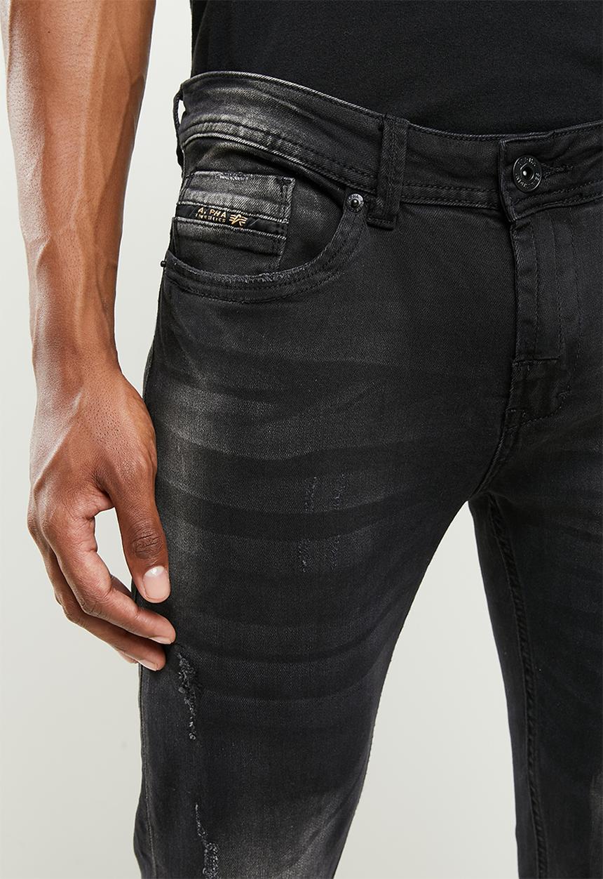 Alpha Industries - Texas skinny rip jeans - black