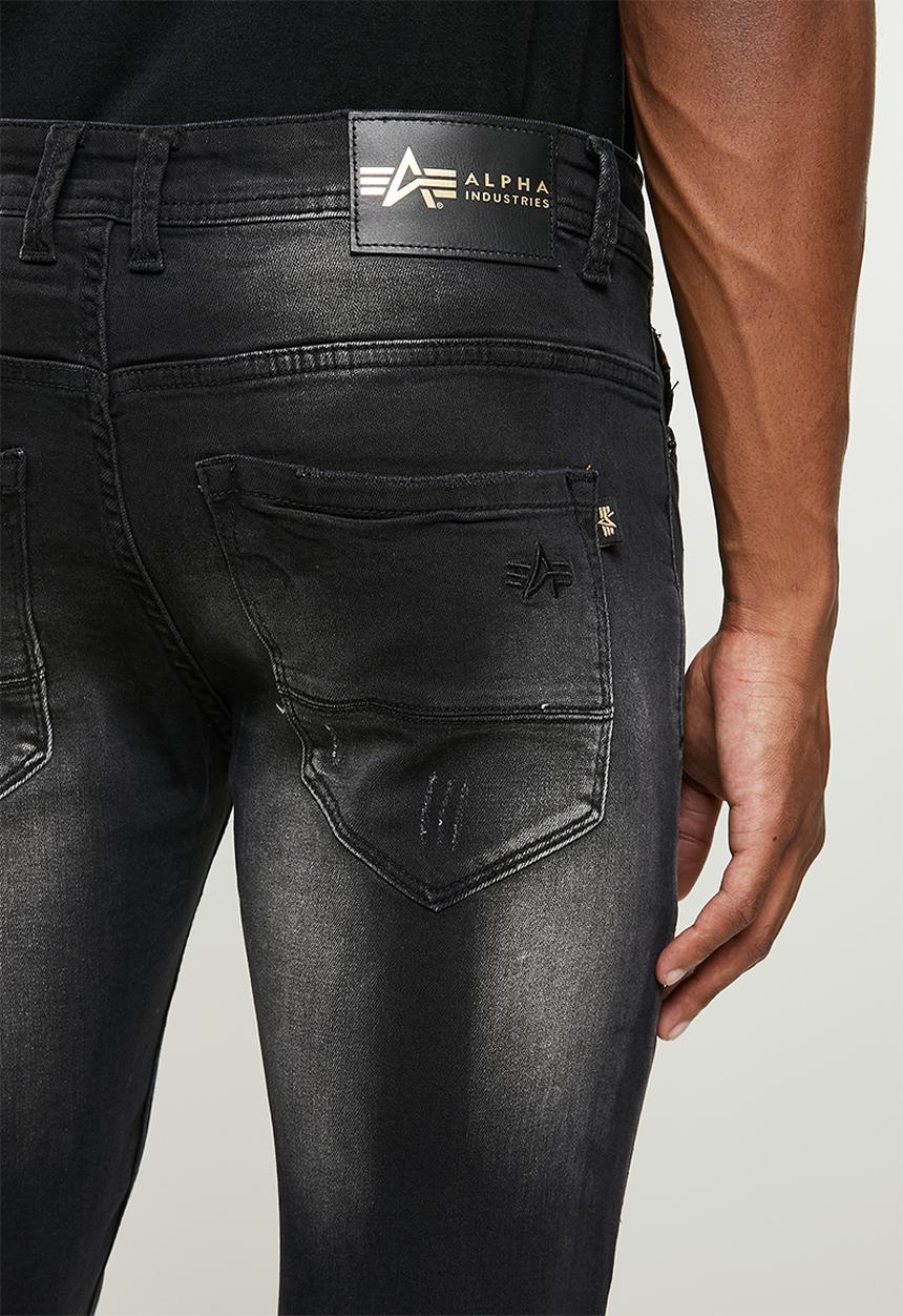 Alpha Industries - Texas skinny rip jeans - black
