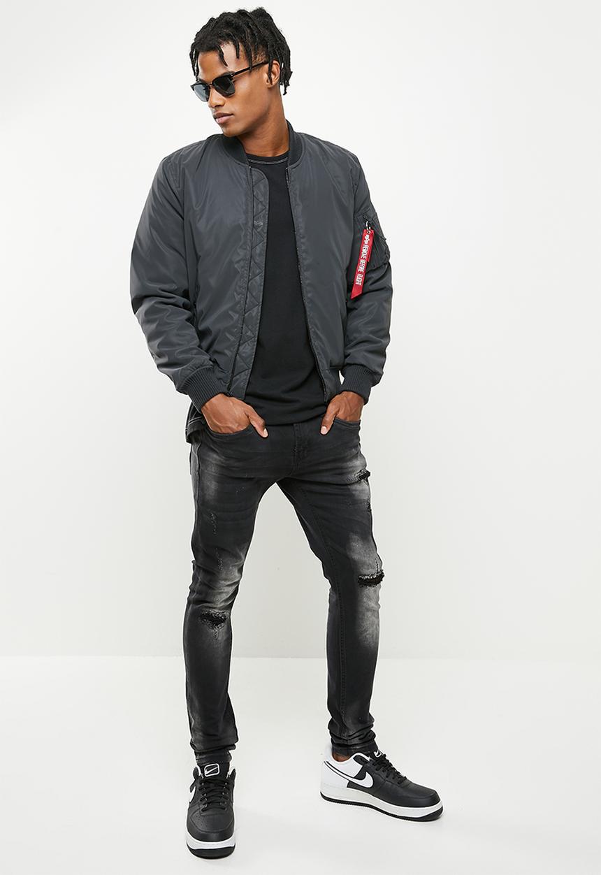 Alpha Industries - Texas skinny rip jeans - black
