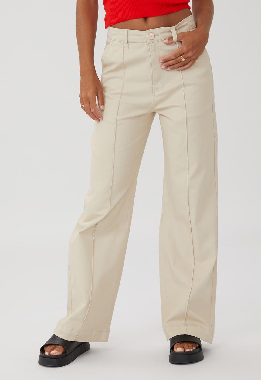 Cotton On - Carter wide leg pant - stone