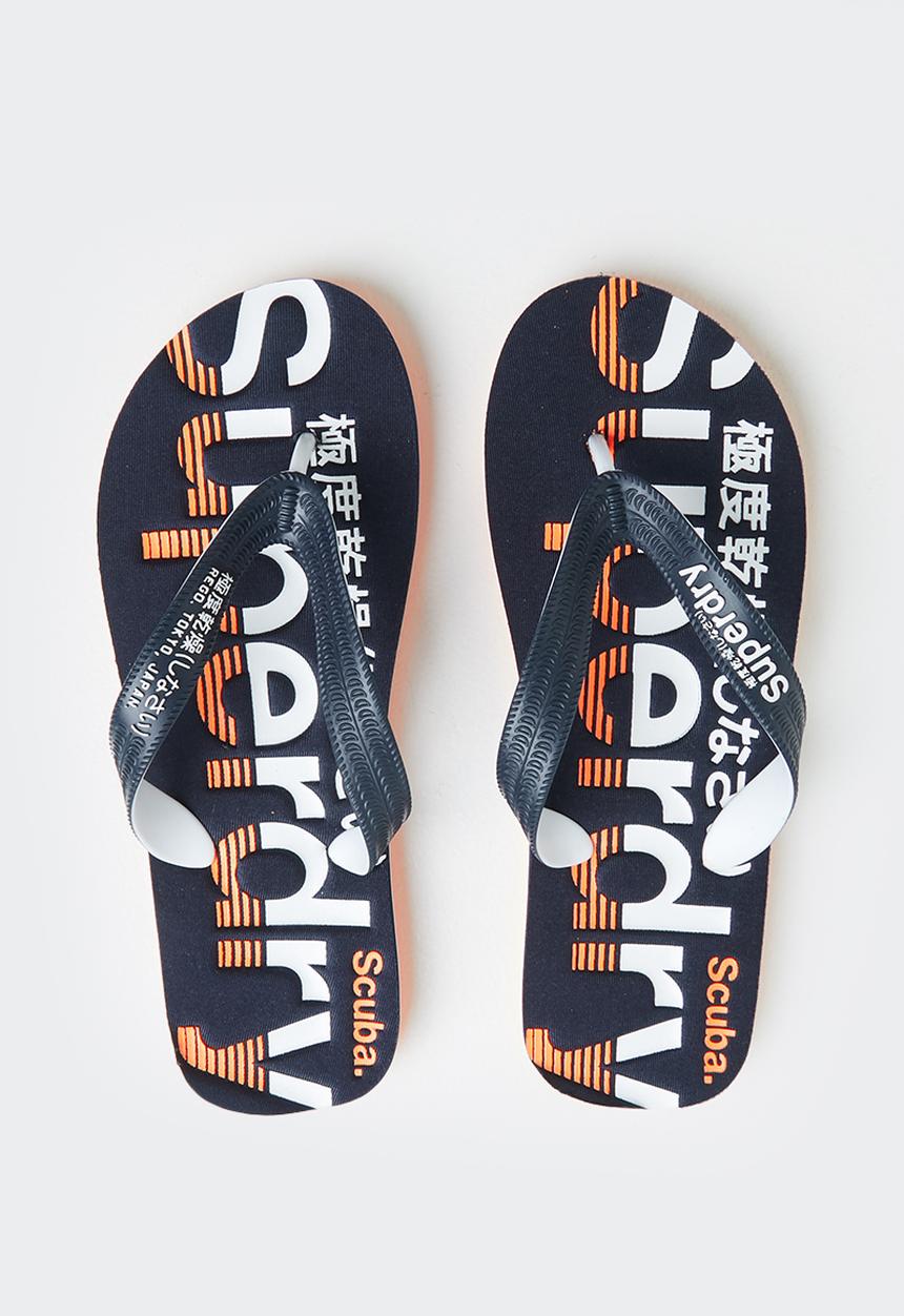 Superdry. - Classic scuba flip-flop - navy & orange