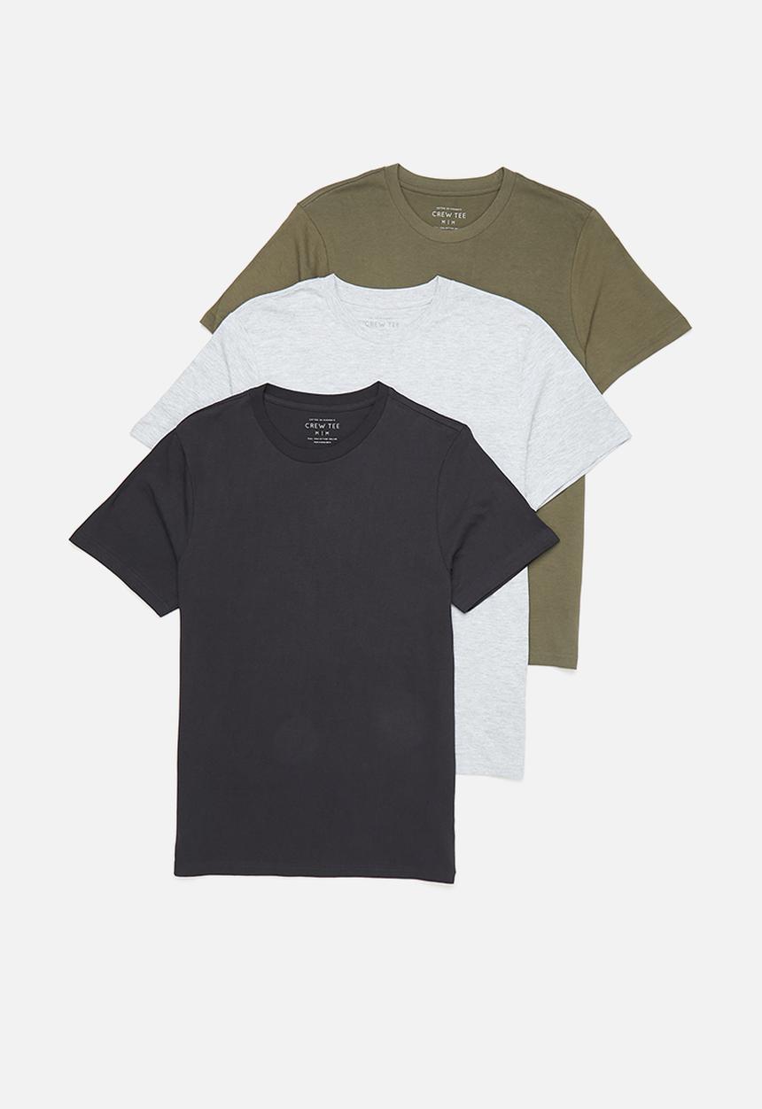 Cotton On - Mens essential crew 3 pack tee - multi 
