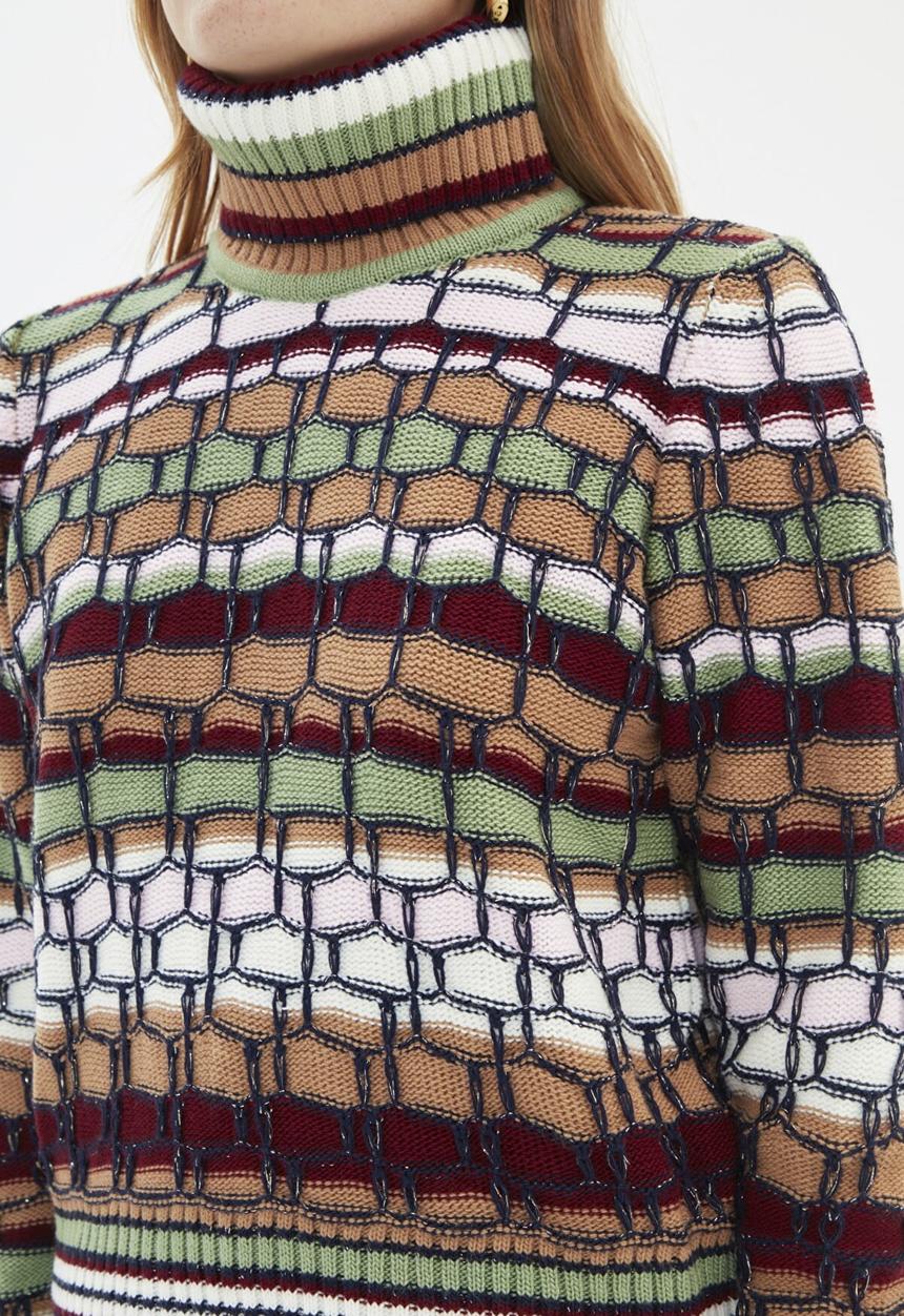 Trendyol - Striped turtleneck knitwear sweater  - multi