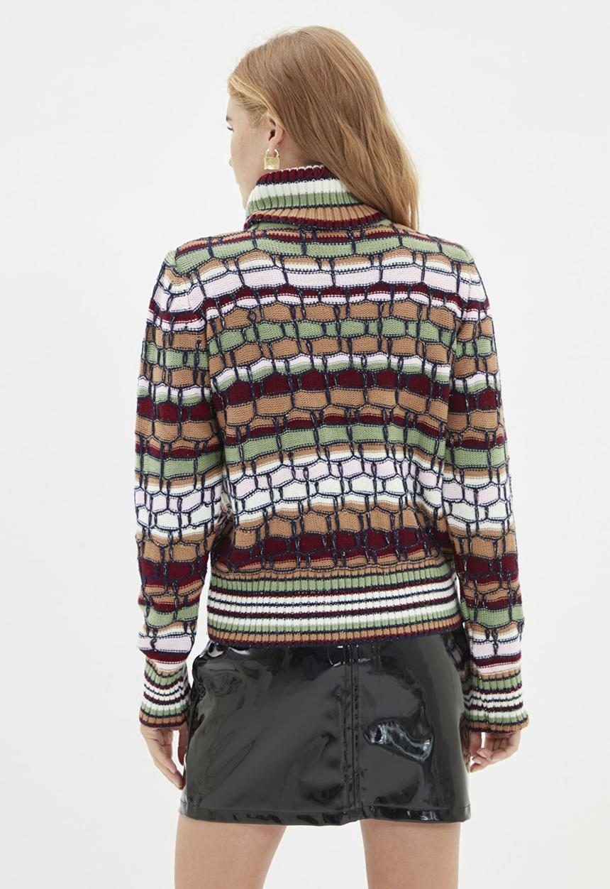 Trendyol - Striped turtleneck knitwear sweater  - multi