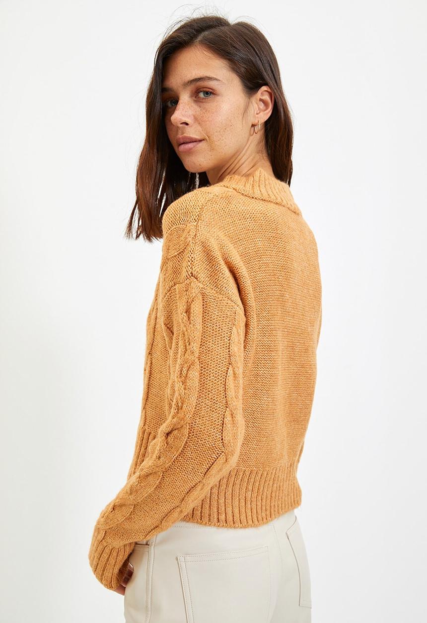 Trendyol - Knit detailed knitwear sweater  - camel