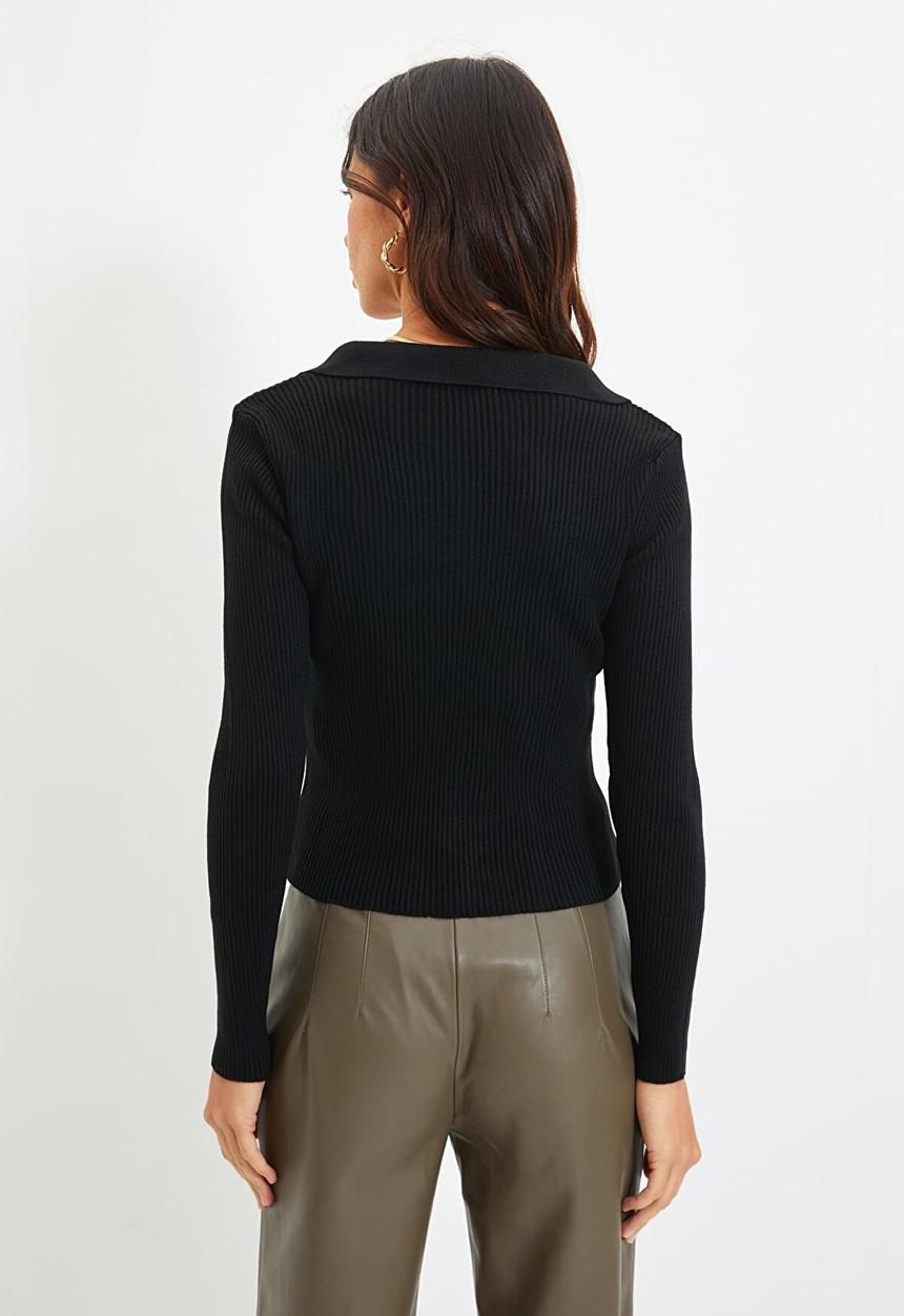 Trendyol - Tie detailed knitwear sweater  - black