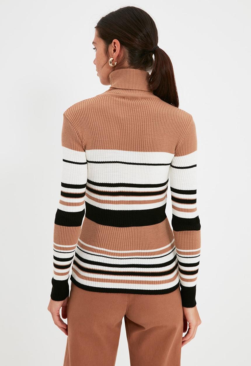 Trendyol - Striped turtleneck knitwear sweater  - multi