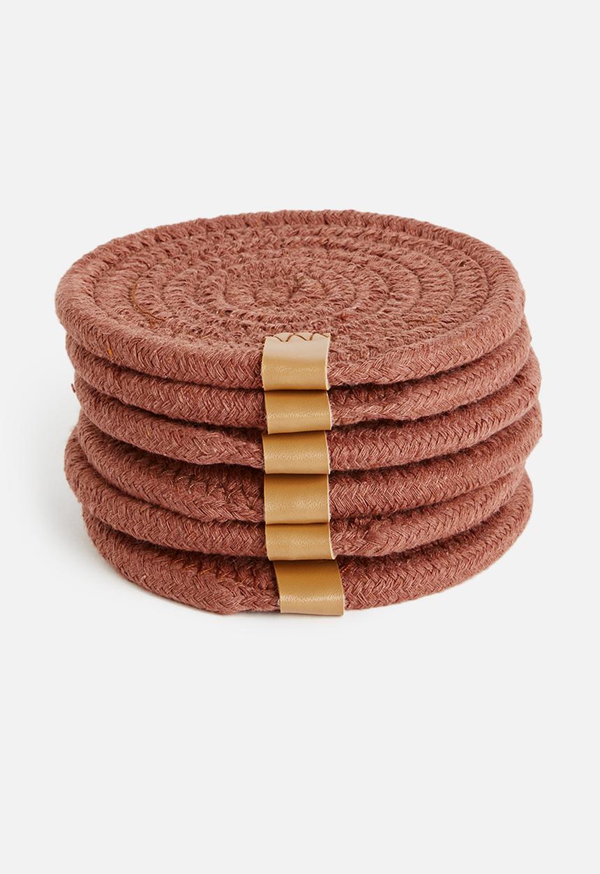 Sixth Floor - Dipuo rope coaster set of 6 - desert rose