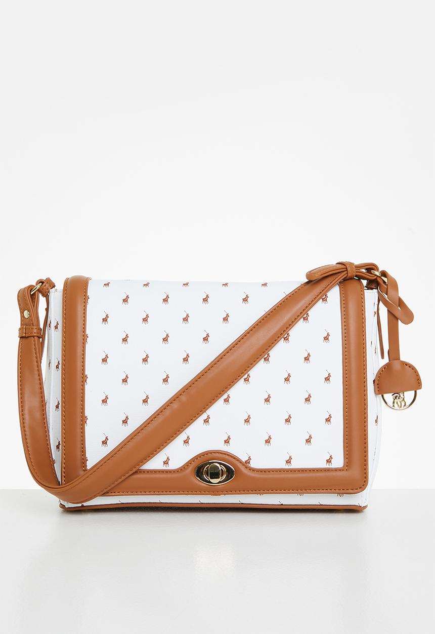 POLO - New iconic flapover hobo - white & brown 