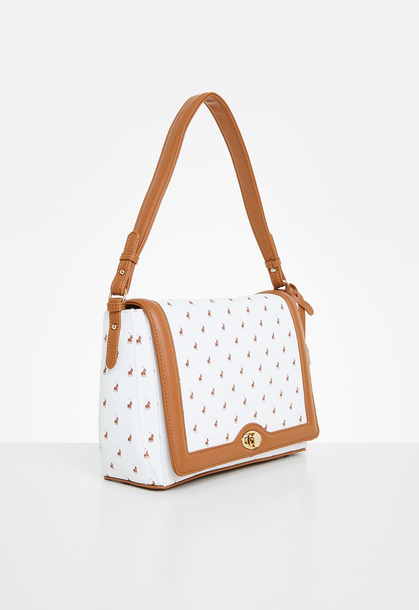 POLO - New iconic flapover hobo - white & brown 