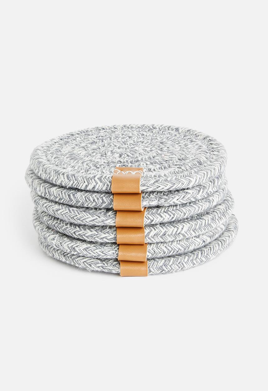 Sixth Floor - Dipuo rope coaster set of 6 - Dove Grey