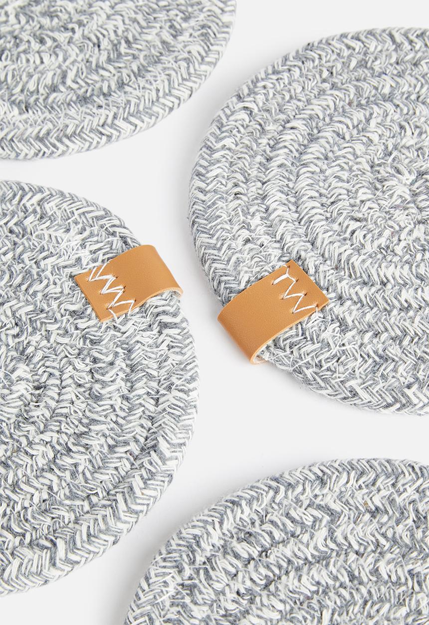 Sixth Floor - Dipuo rope coaster set of 6 - Dove Grey