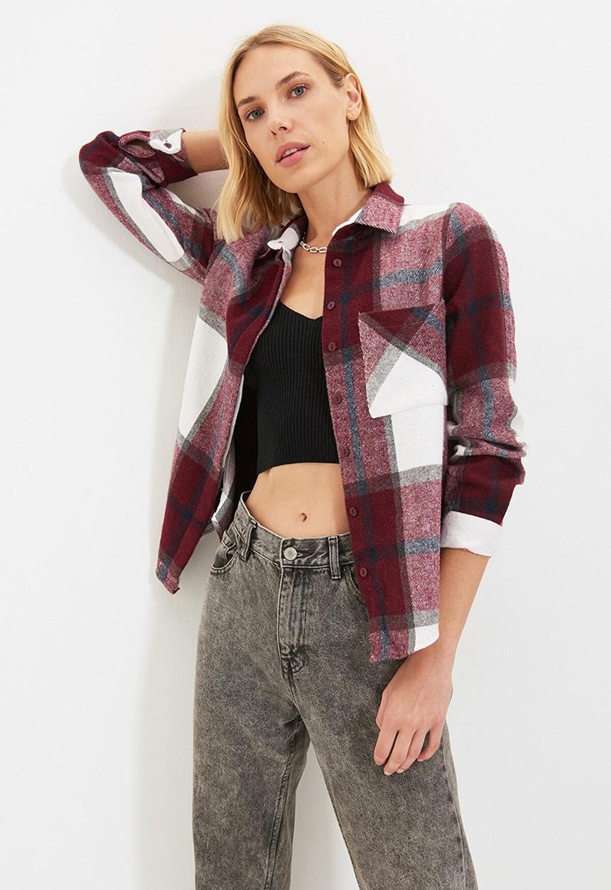 Trendyol - Plaid shirt - burgundy