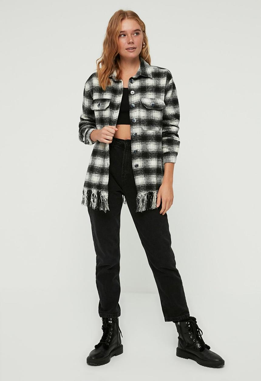 Trendyol - Tasseled shirt  - black & white