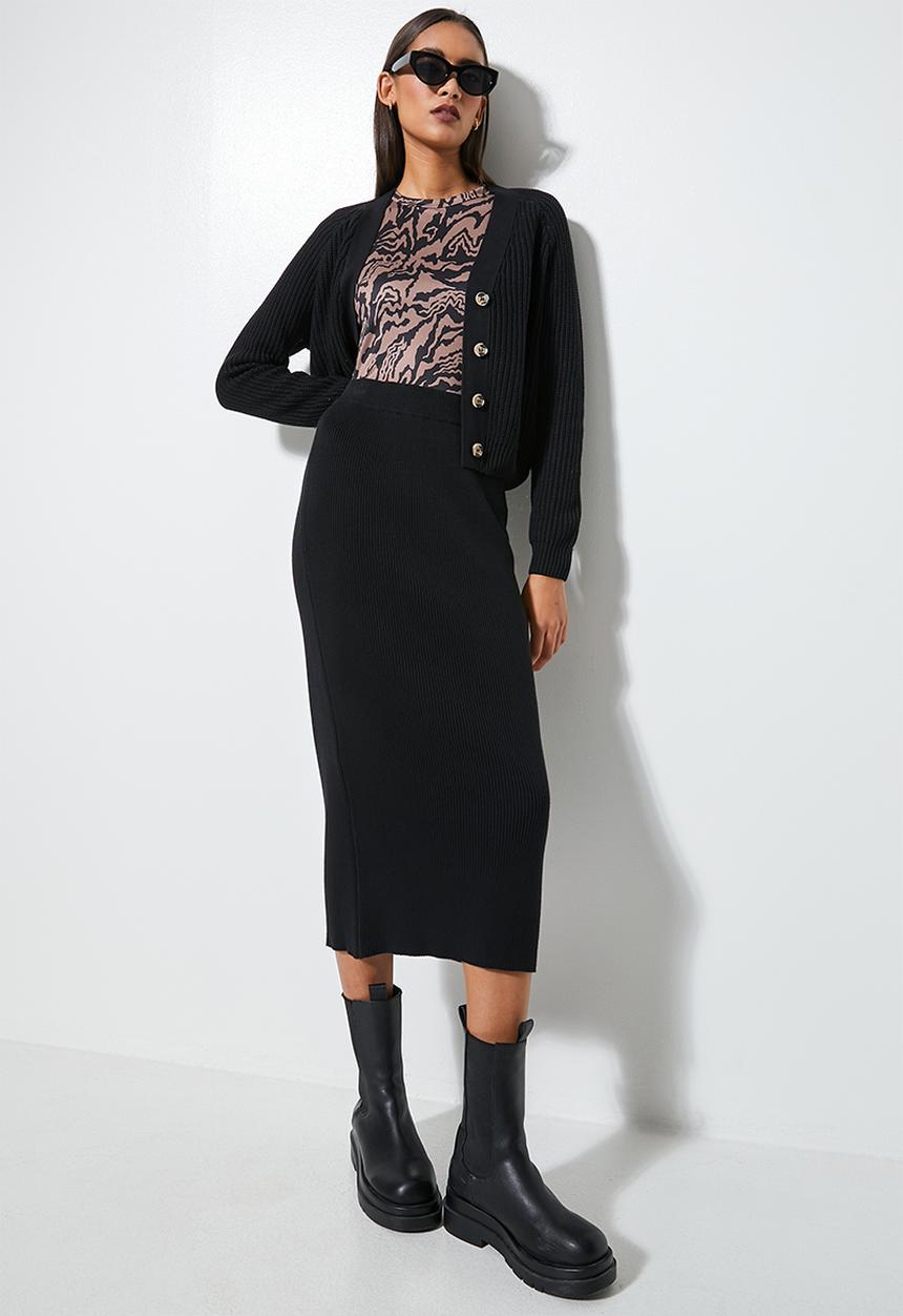 Superbalist - Knitwear column midi skirt - black
