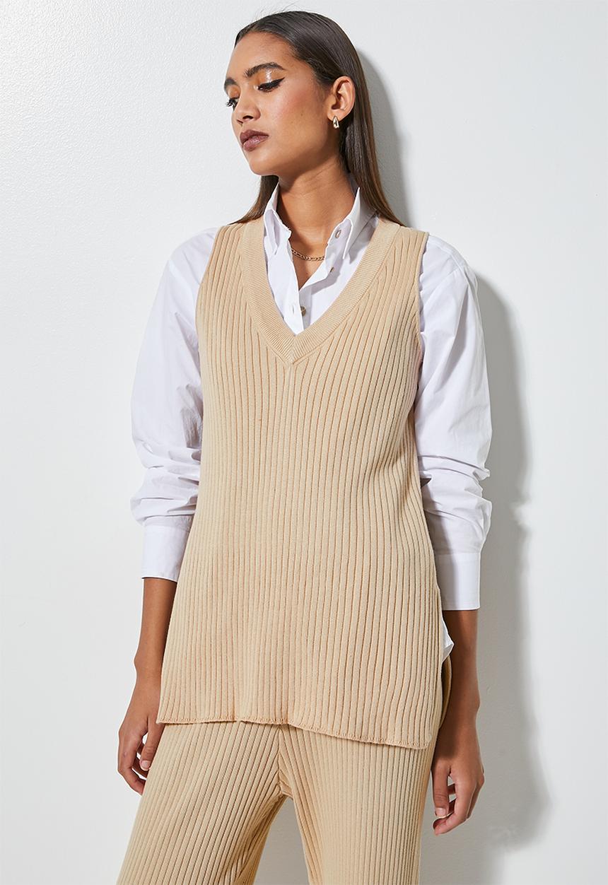 Superbalist - Cotton rib singlet - sand