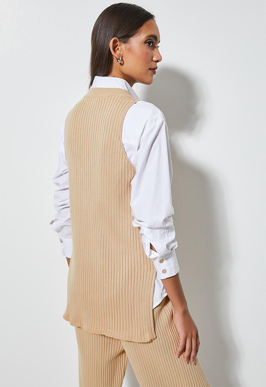 Superbalist - Cotton rib singlet - sand