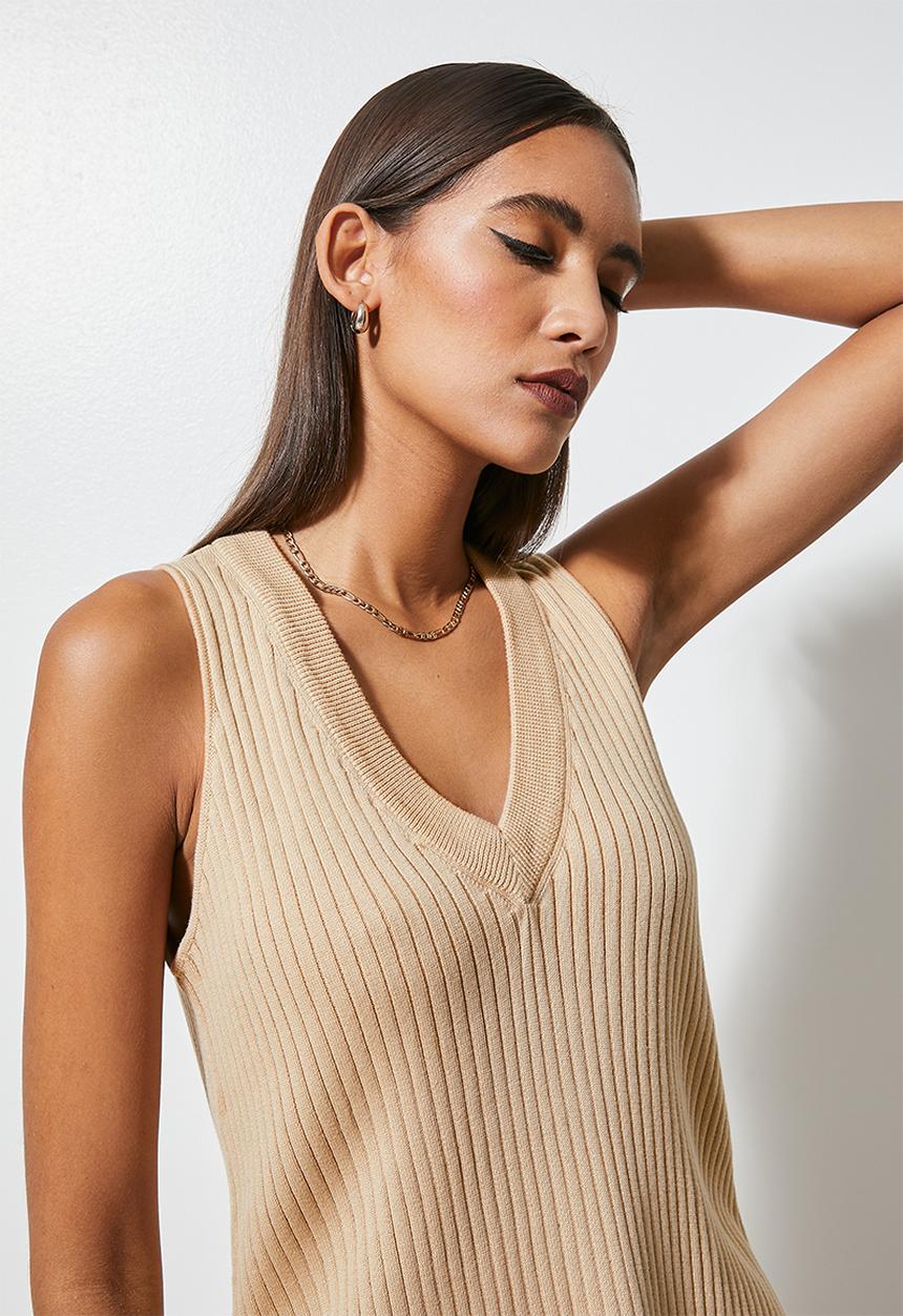 Superbalist - Cotton rib singlet - sand