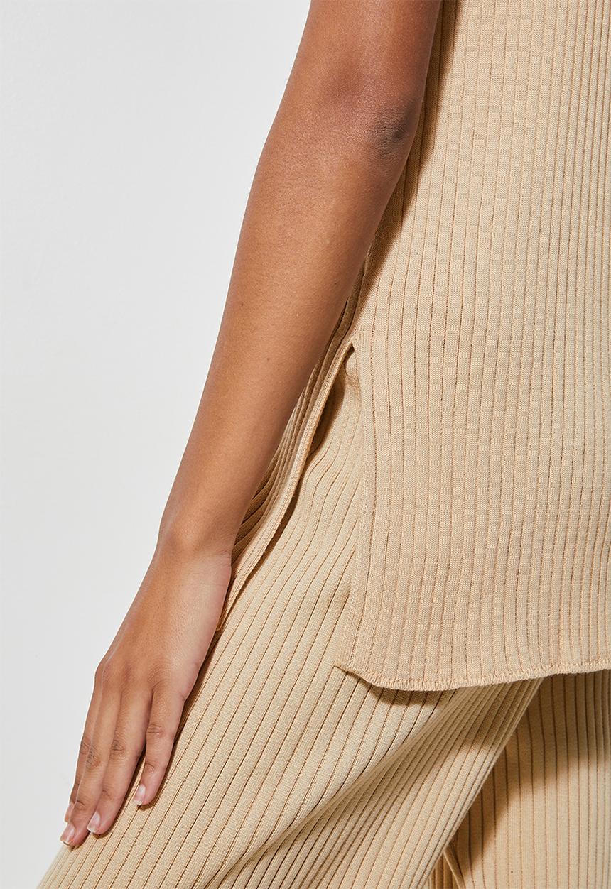 Superbalist - Cotton rib singlet - sand