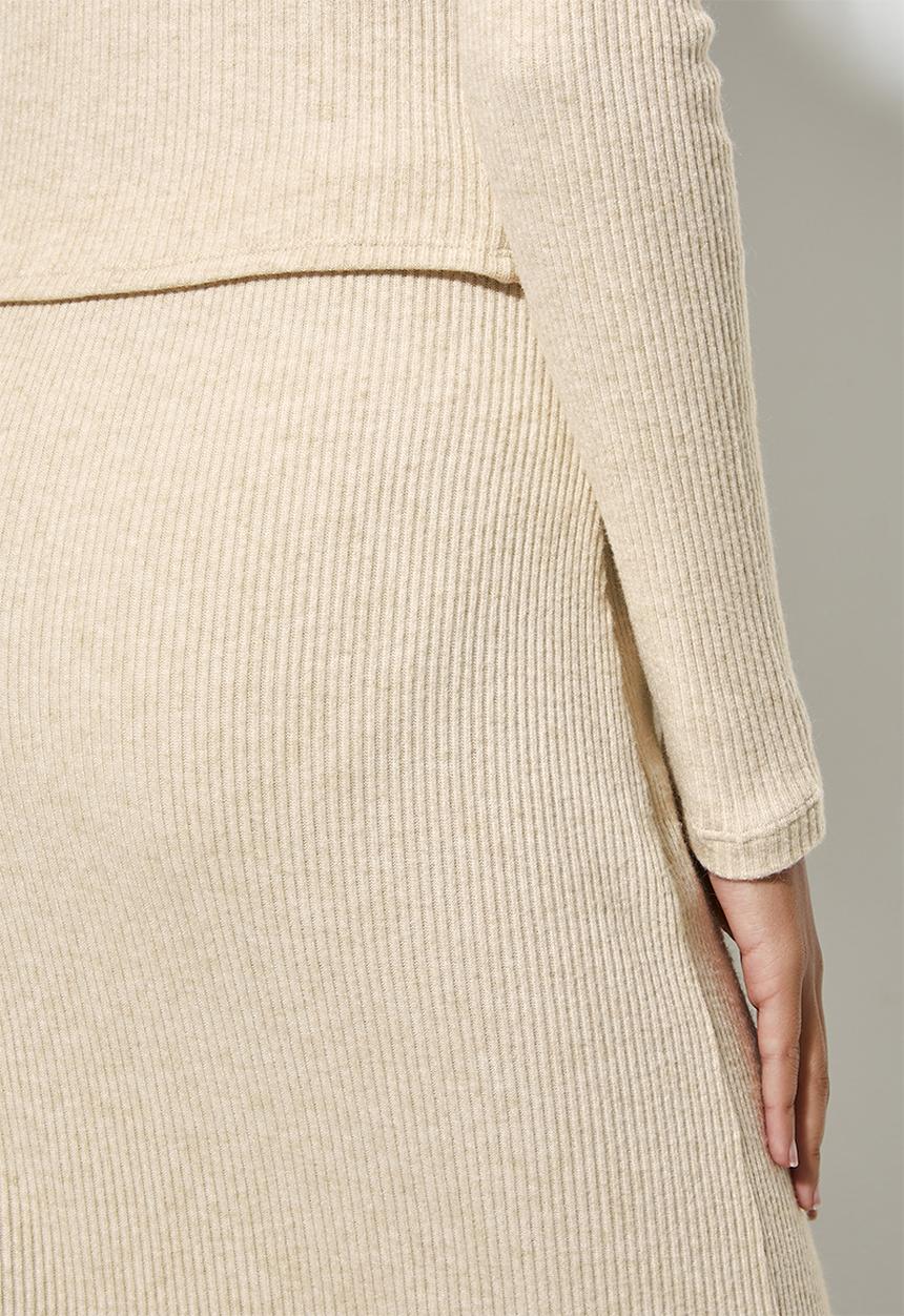 VELVET - Soft touch rib cross over front top - stone
