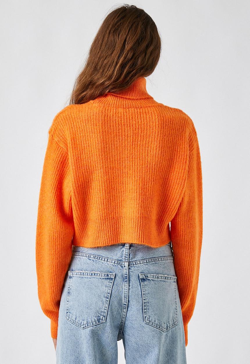 Koton - Crop turtleneck ribbed sweater - orange