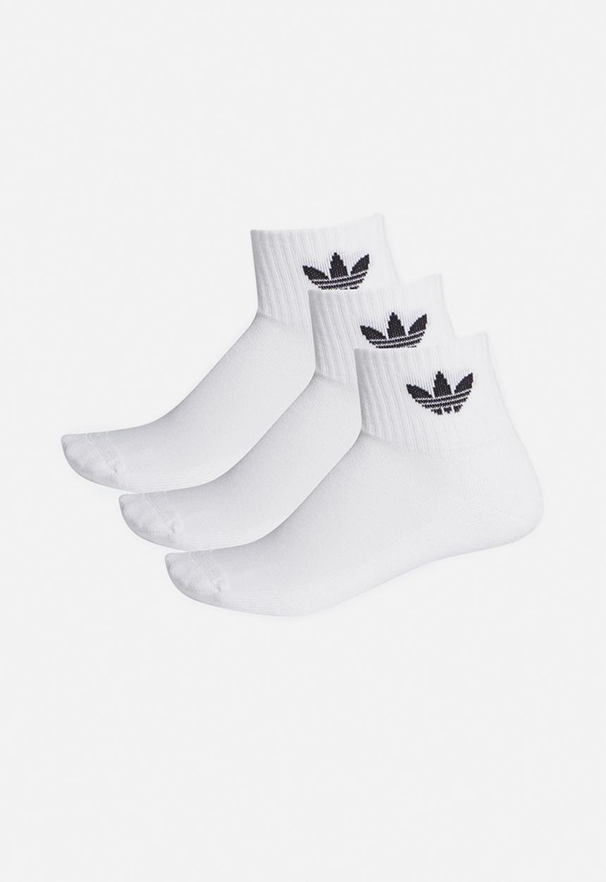 adidas Originals - Mid ankle 3 pack socks - white