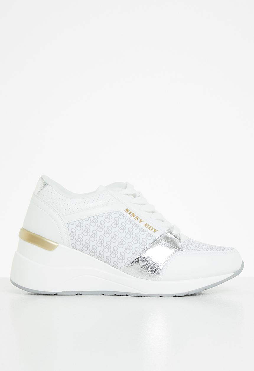 SISSY BOY - Logomania wedge sneaker - white