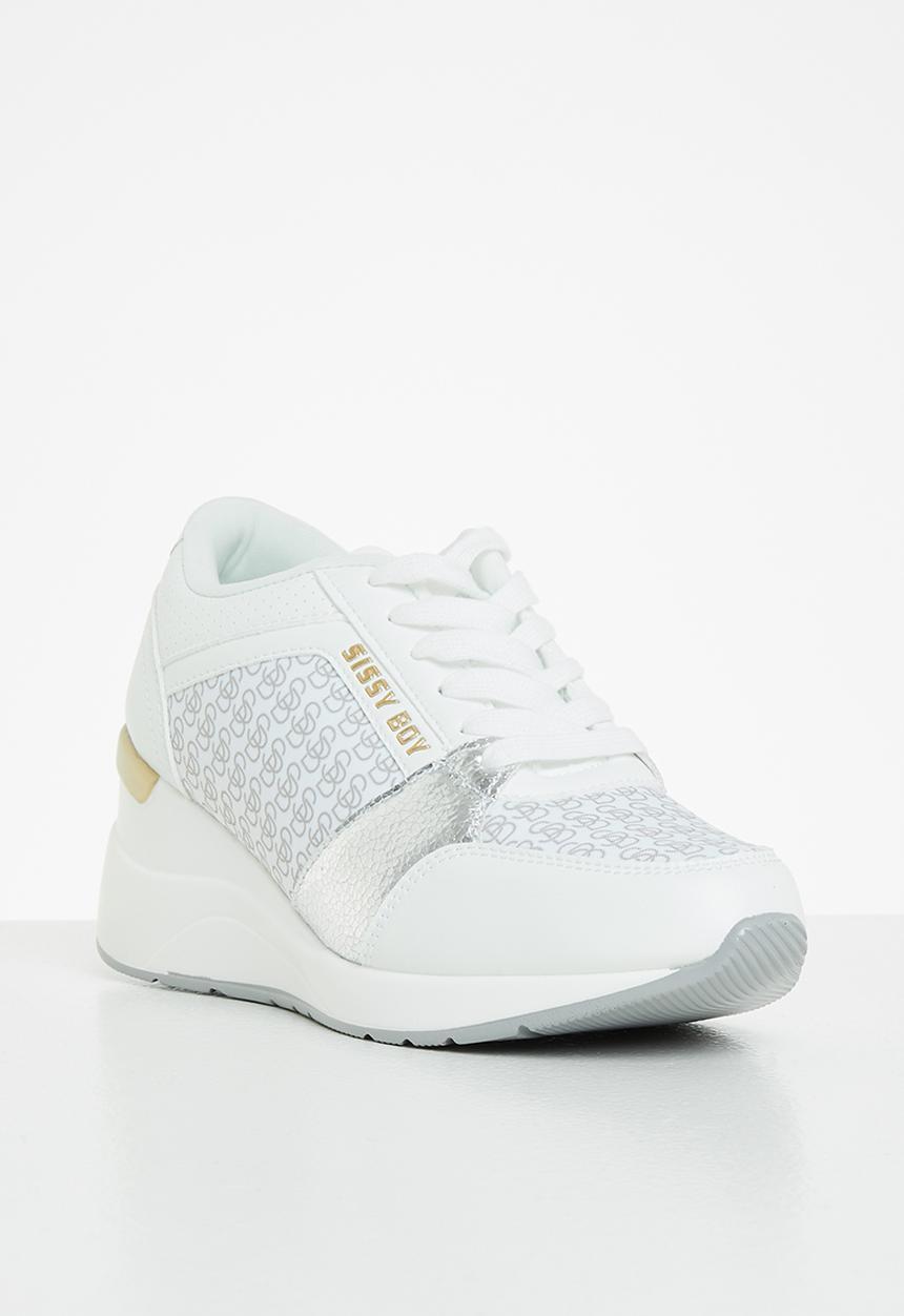 SISSY BOY - Logomania wedge sneaker - white