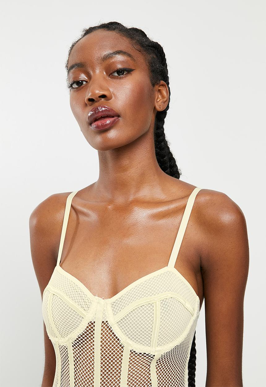 Missguided - Fishnet lingerie bodysuit - cream