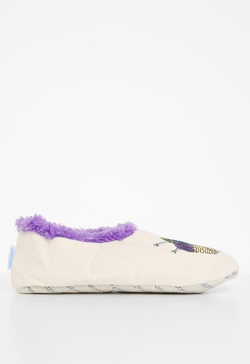 snoozies!® - Knitters have balls slipper - stone & purple