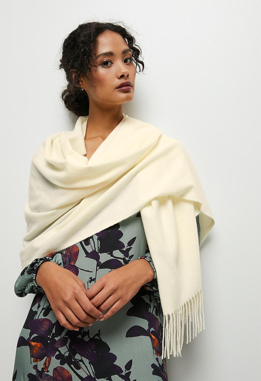 edit - Tassel blanket  scarf - cream