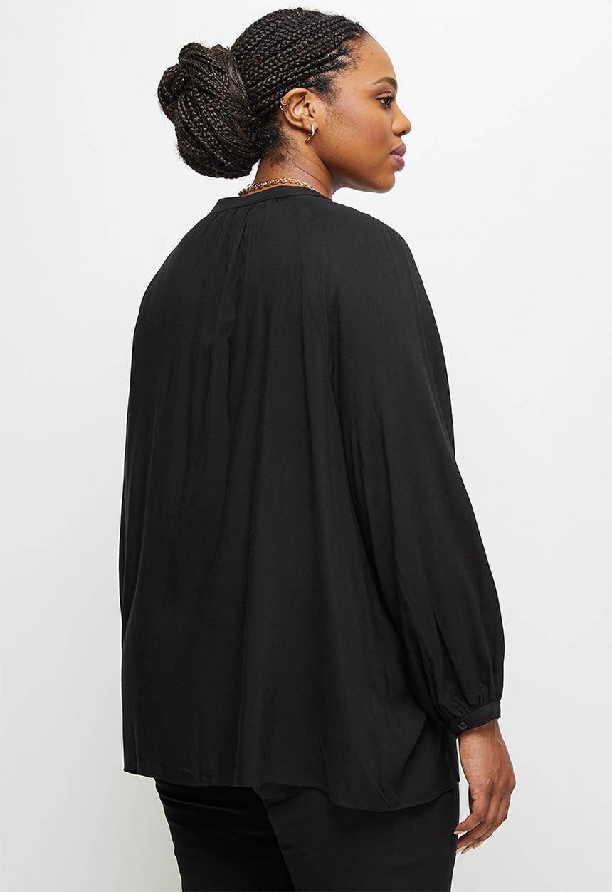 edit Plus - Mandarin collar blouse - black
